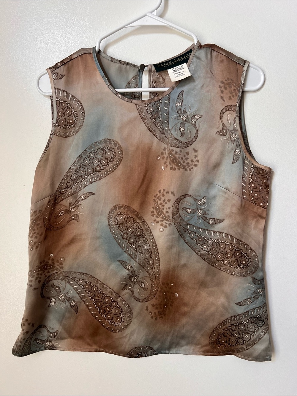 Sleeveless Vintage Silk Paisley Shell Top